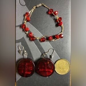 Glass Earring And Bracelet